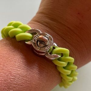 Rustic Cuff Green and Silver Jelly Bracelet